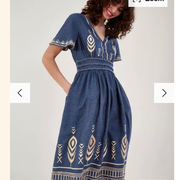 XXL Monsoon London Peacock feather dress blue NWT - Picture 1 of 16